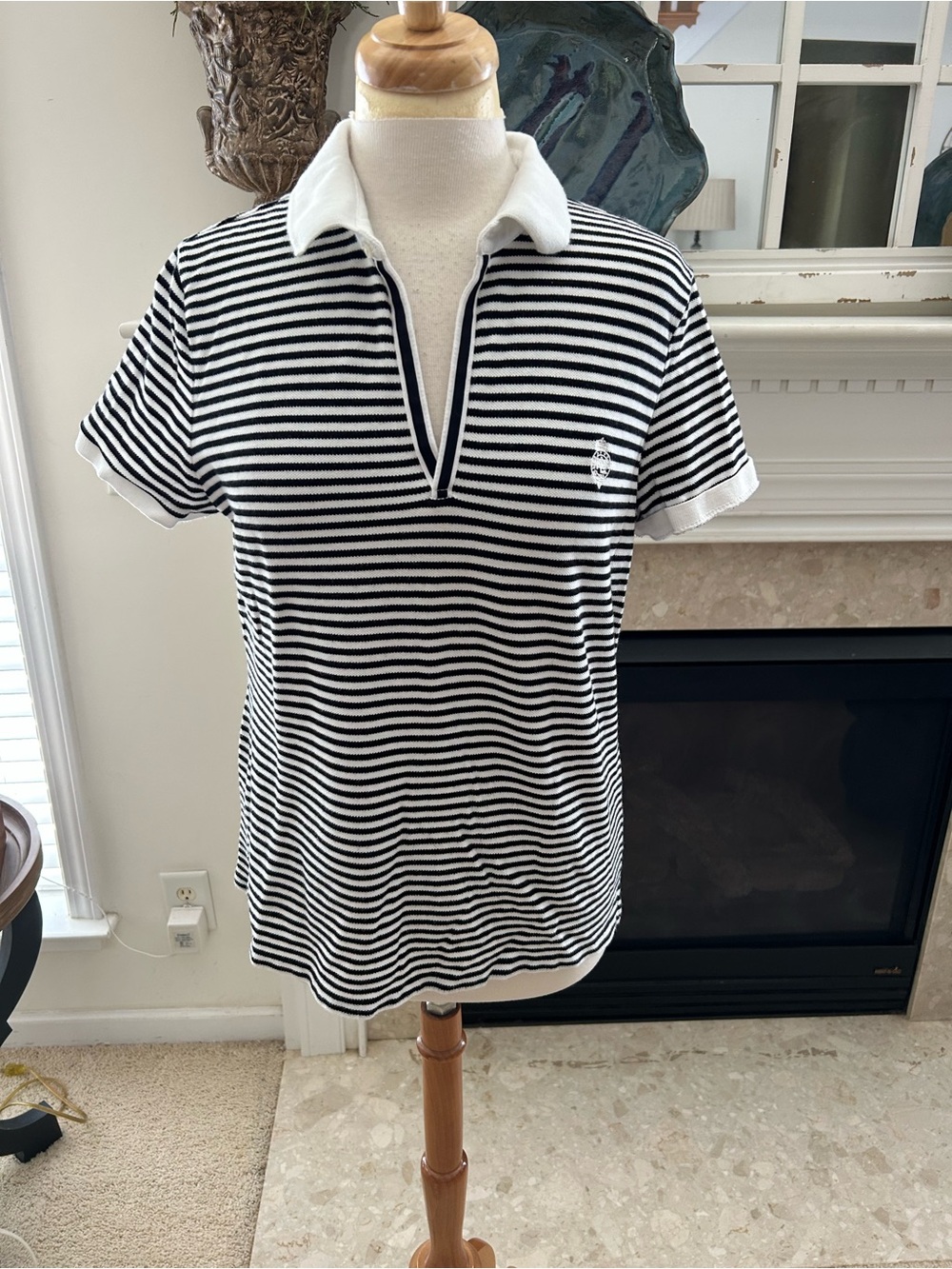 Ralph Lauren Black & White Striped Polo Tee
